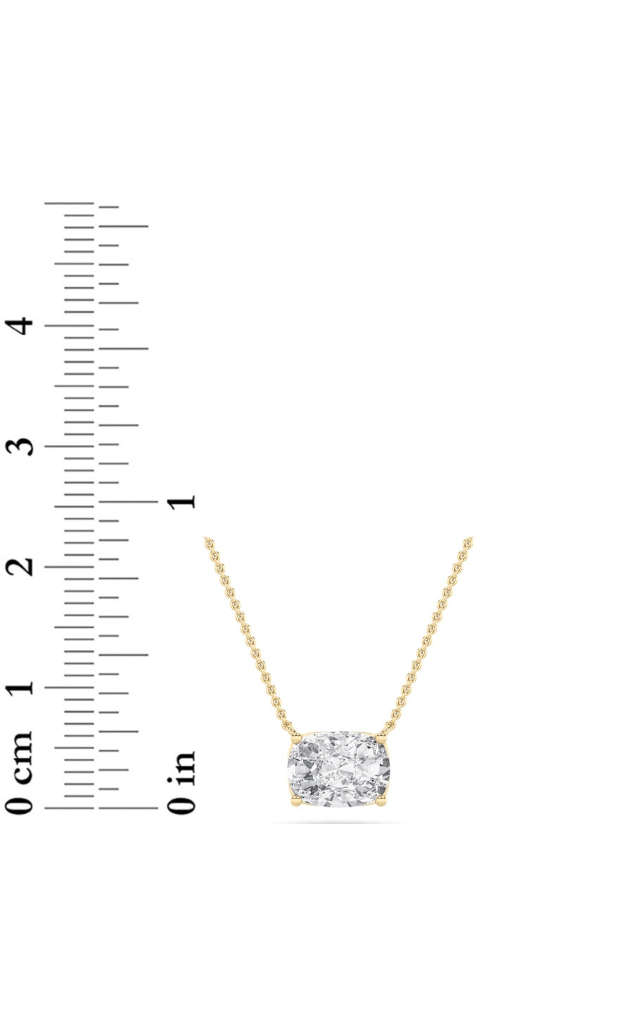 2CTW Elongated Cushion Shaped Lab Grown Diamond (F/VS) East West Solitaire Necklace in 14K Gold