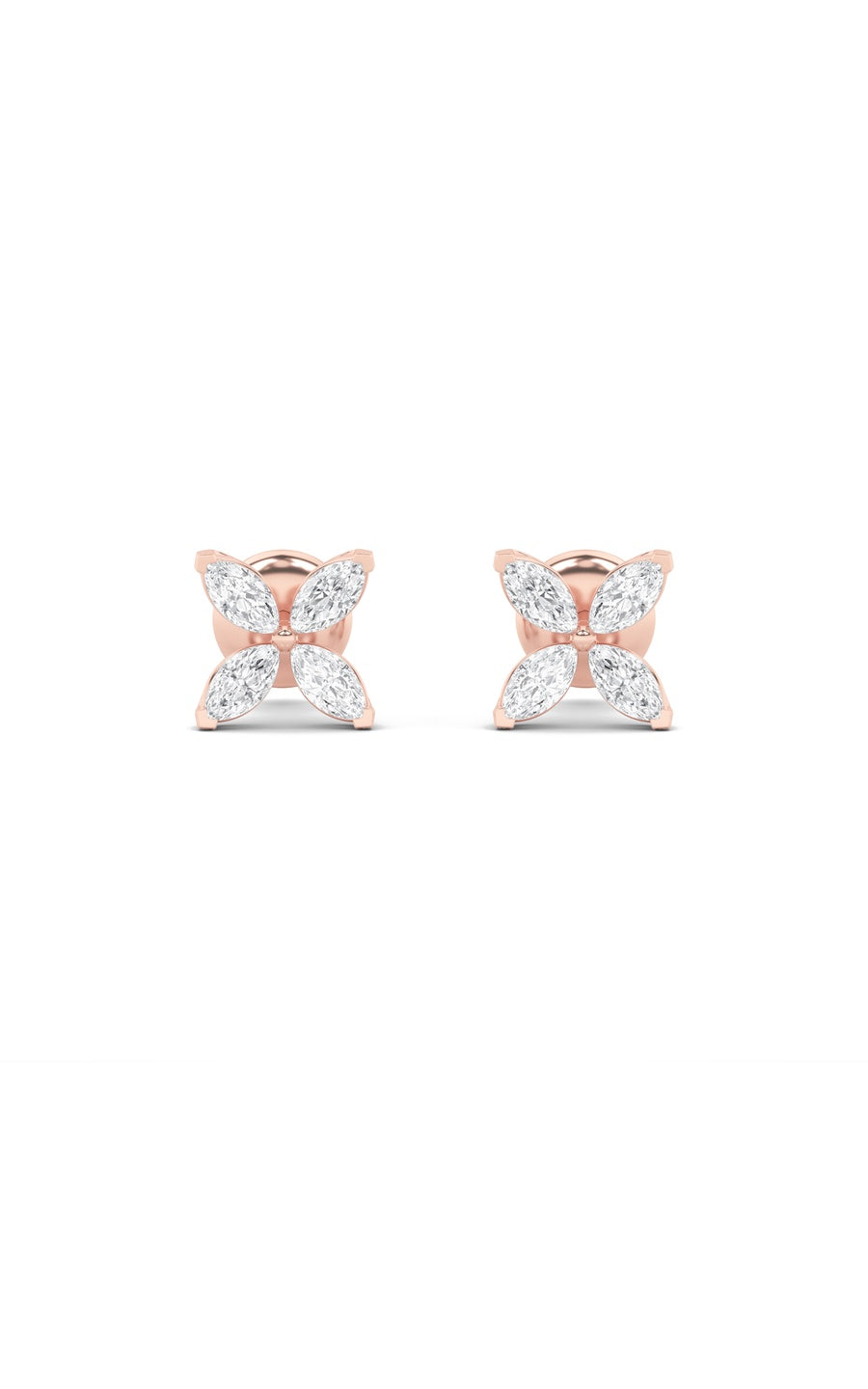 1.5Cttw Marquise Shaped Lab Grown Diamond (G/VS) Flower Earrings in 14K Gold