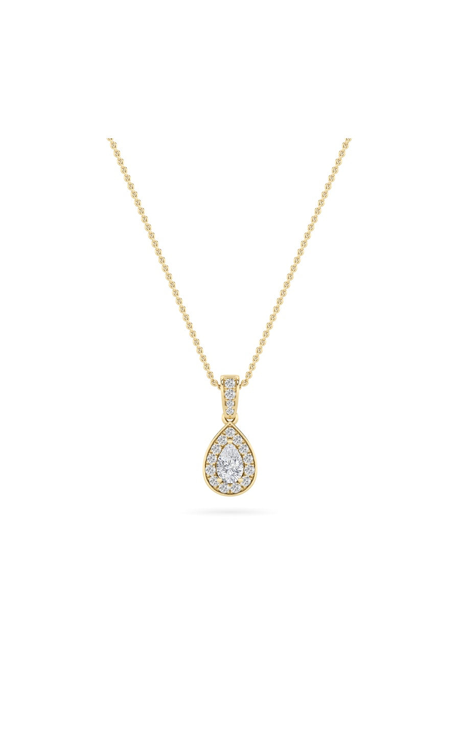 1.25Cttw Pear Shaped Lab Grown Diamond (F/VS) Halo Pendant in 14K Gold