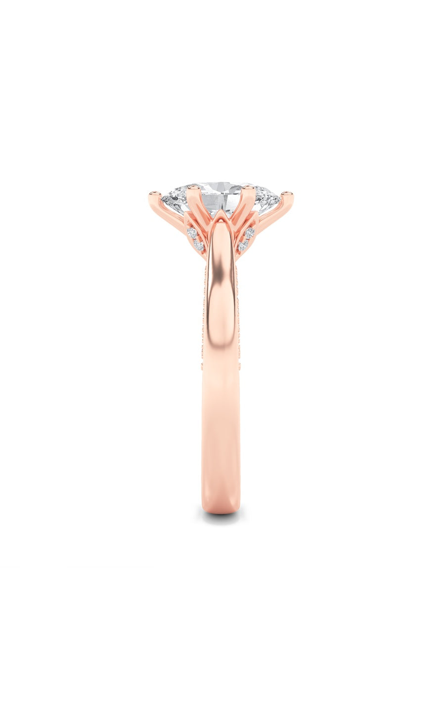 2Cttw Oval Shaped Lab Grown Diamond (F/VS) Tulip Motif Accented Engagement Ring in 14K Gold