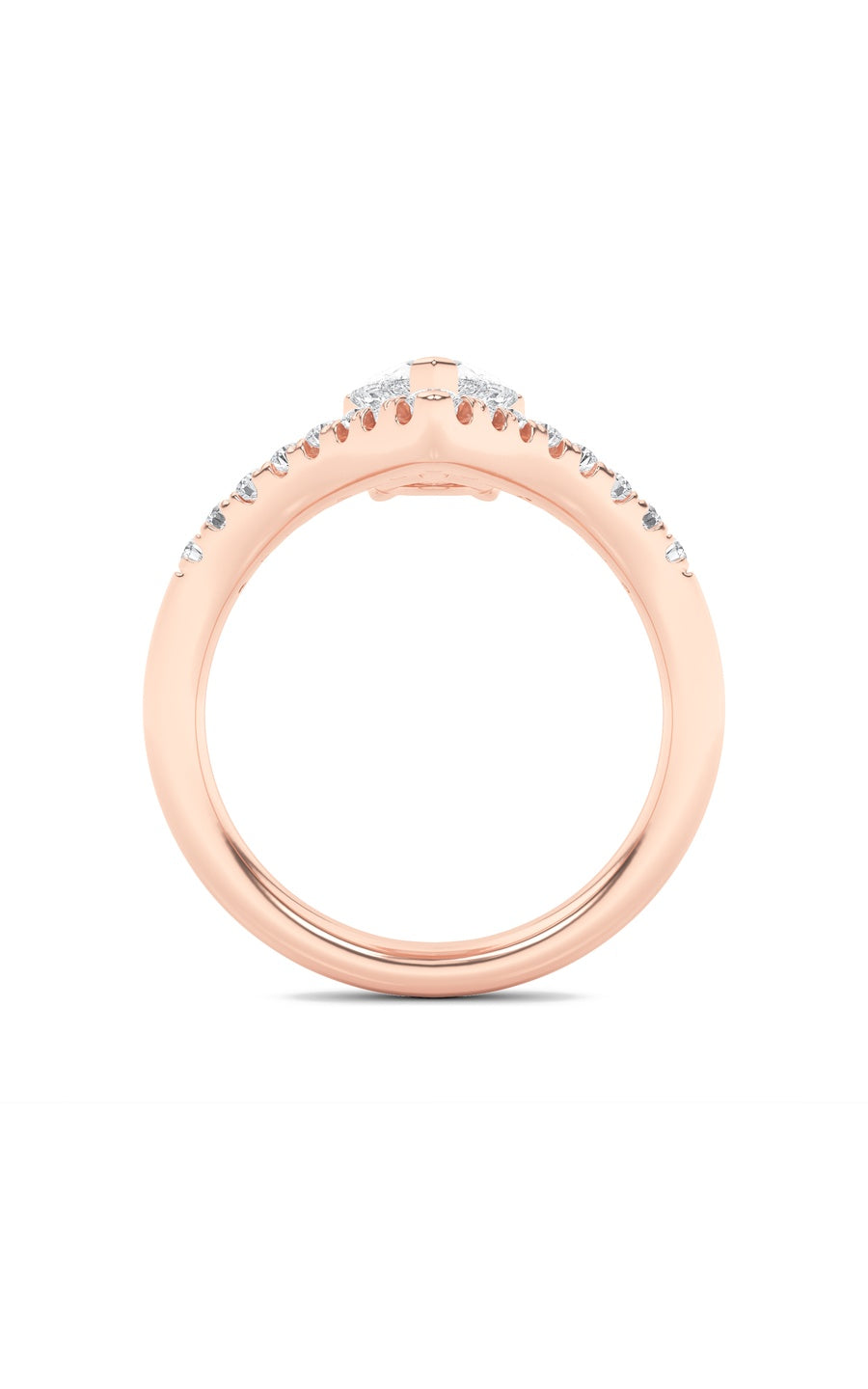 2Cttw Pear Shaped Lab Grown Diamond (F/VS) Accented Solitaire Fancy Engagement Ring in 14K Gold