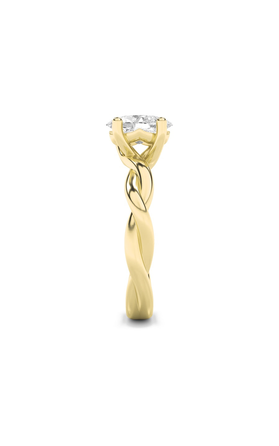 1Cttw Oval Shaped Lab Grown Diamond (F/VS) TwistedShank Solitaire Engagement Ring in 14K Gold