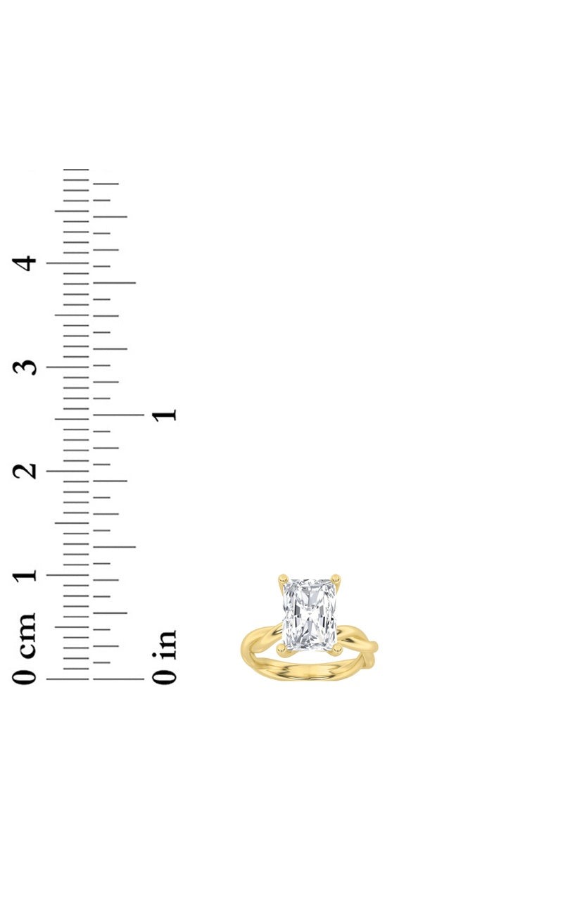 1CTW Radiant Shaped Lab Grown Diamond (F/VS) Twisted Shank Solitaire Engagement Ring in 14K Gold