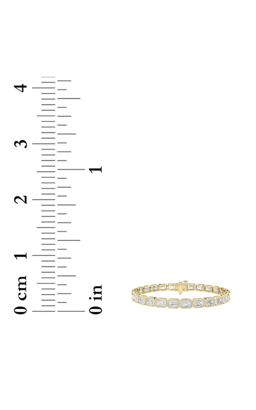 15Cttw Emerald Shaped Lab Grown Diamond (F/VS) East West Bezel Set Bracelet in 14K Gold