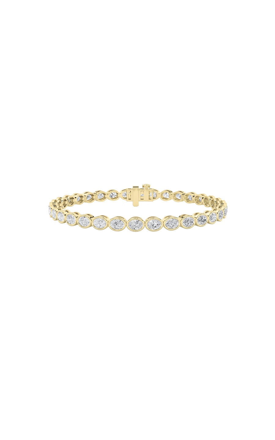 8Cttw Oval Shaped Lab Grown Diamond (F/VS) East West Bezel Set Bracelet in 14K Gold
