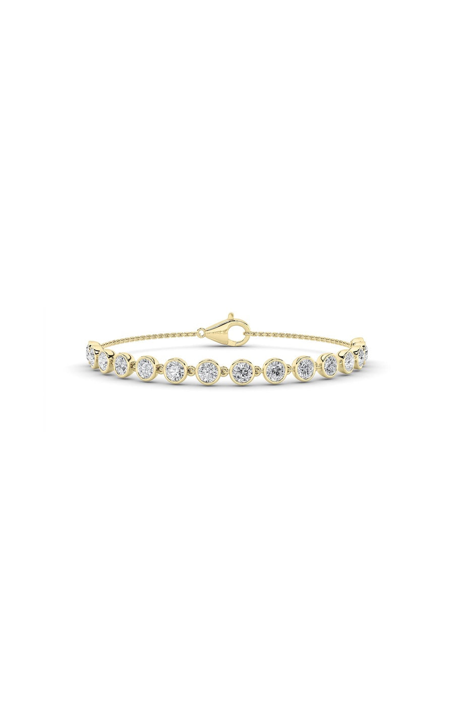 3Cttw Round Shaped Lab Grown Diamond (F/VS) BezelSet Bracelet in 14K Gold