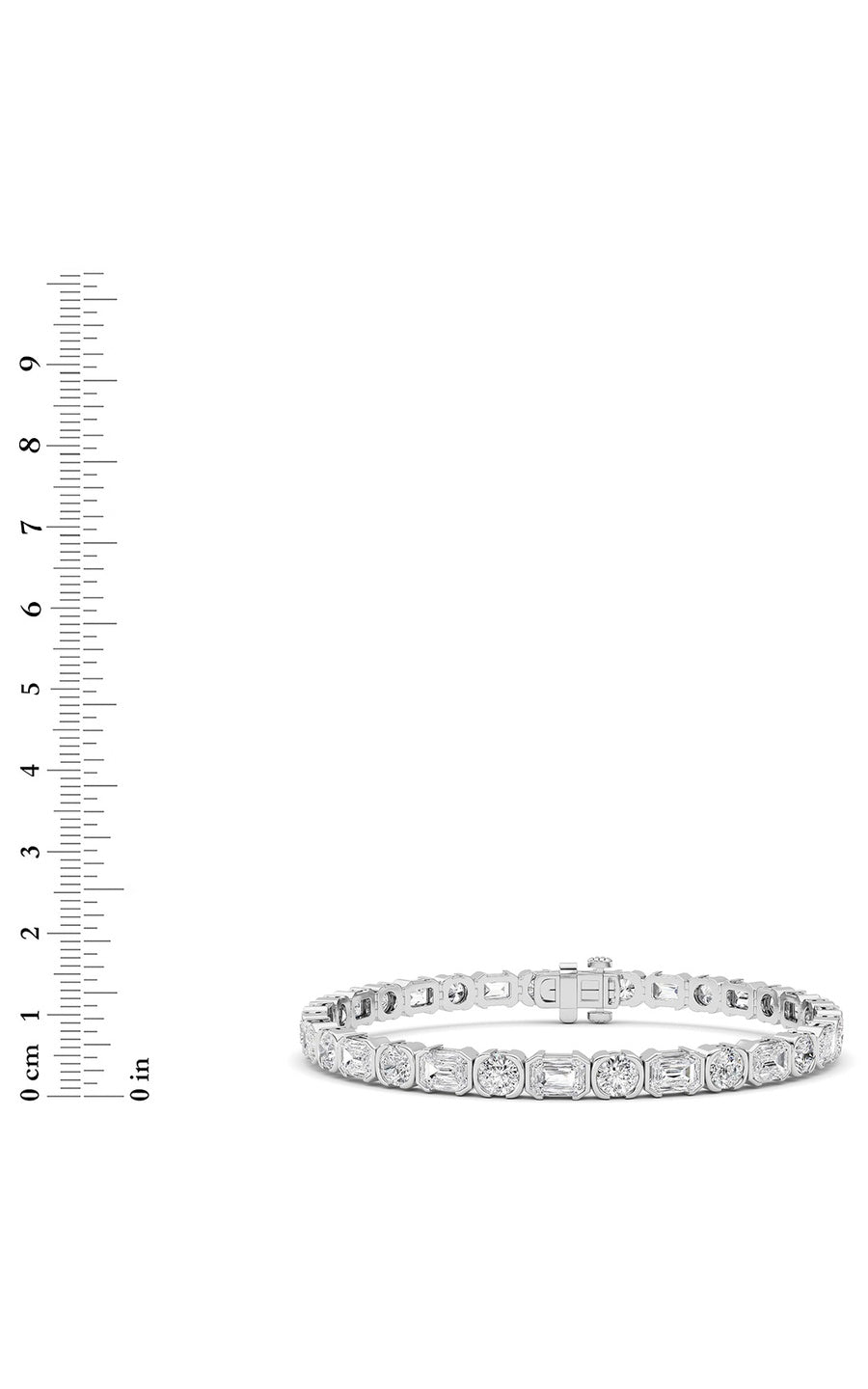 13Cttw Emerald And Round Shaped Lab Grown Diamond(F/VS) Semi Bezel Line Bracelet in 14K Gold