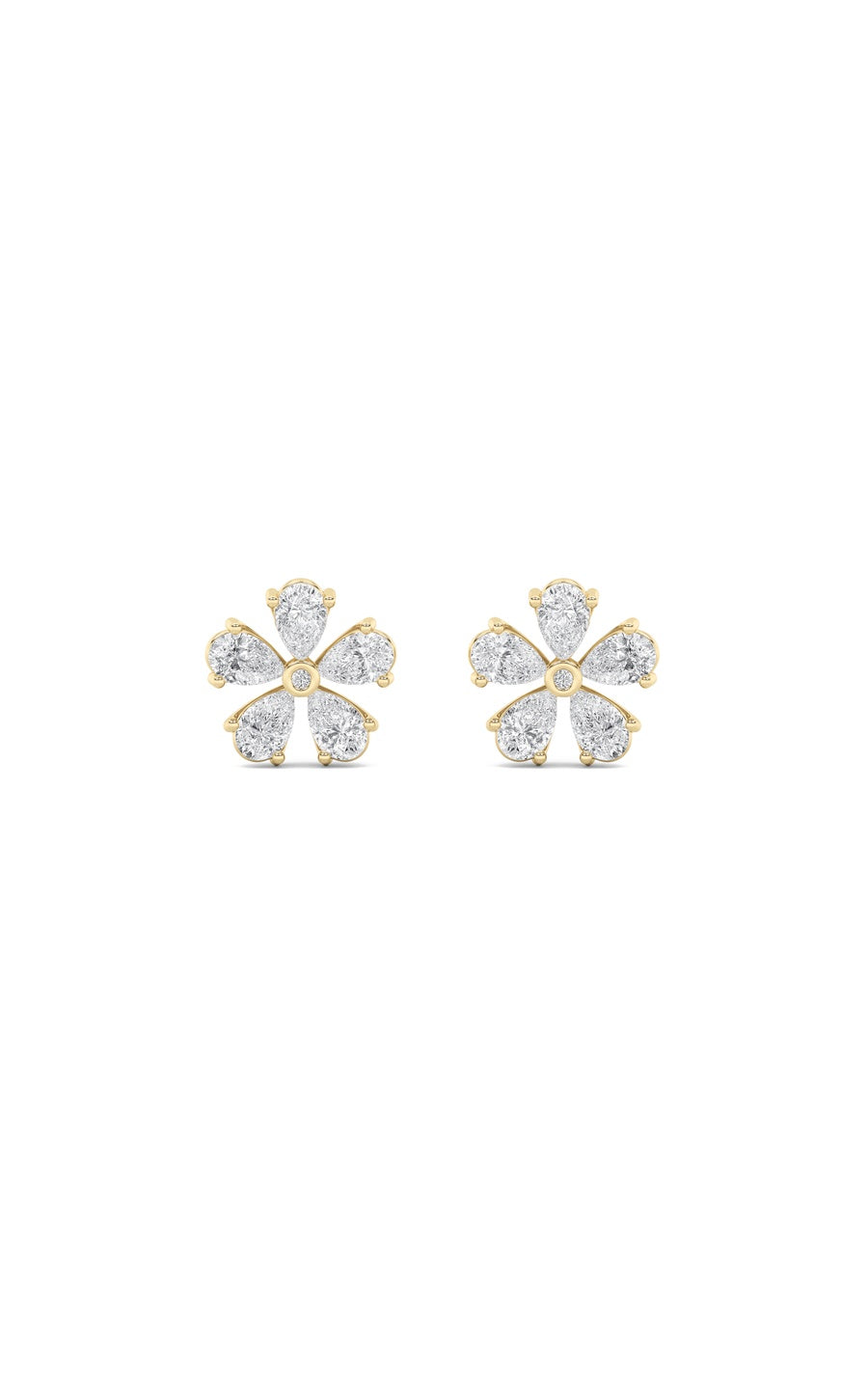 1.5Cttw Pear Shaped Lab Grown Diamond (F/VS) Floral Earrings in 14K Gold