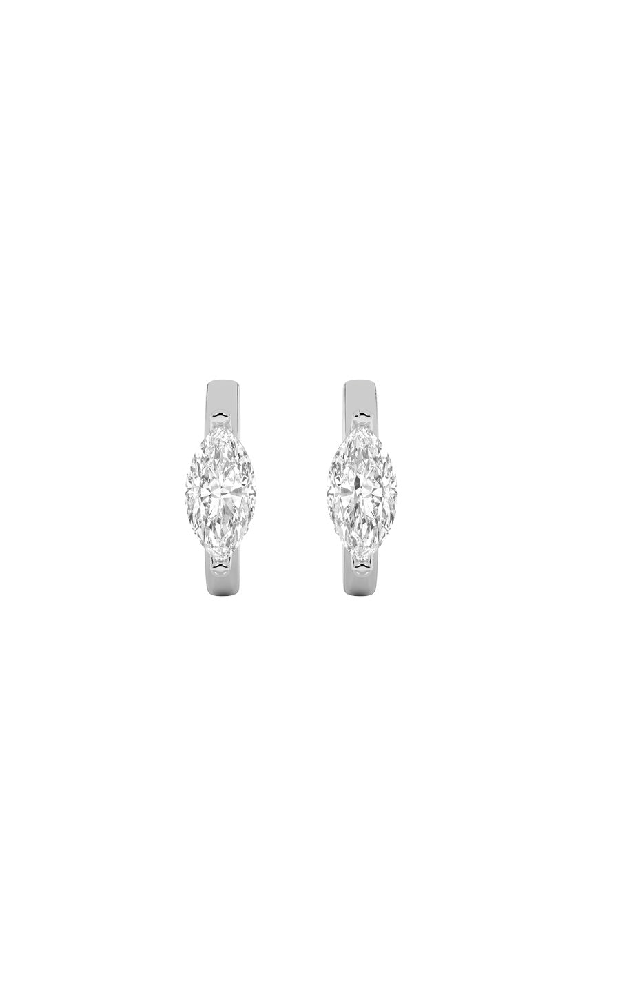 3.5Cttw Marquise Shaped Lab Grown Diamond (F/VS) Solitaire Huggie Earrings in 14K Gold