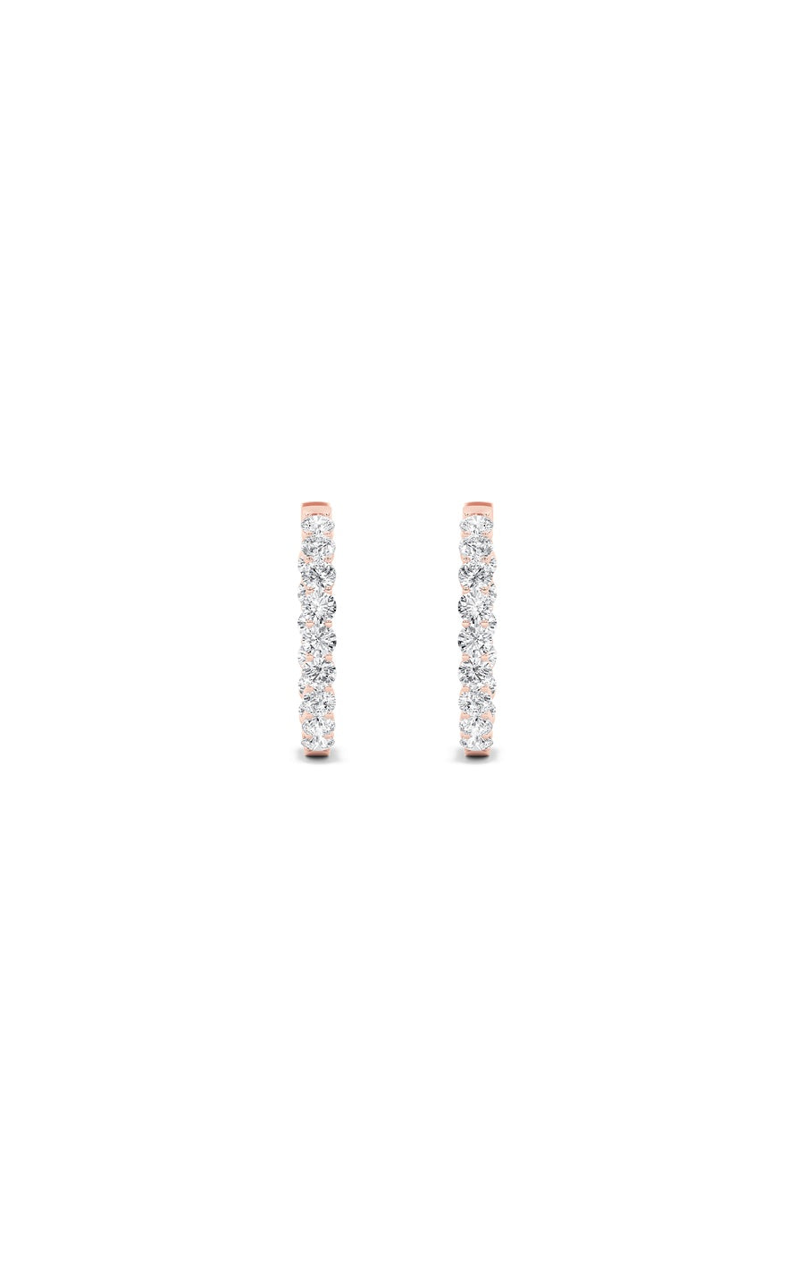 5CTW Round Shaped Lab Grown Diamond (F/VS) Inside out Hoop Earrings in 14K Gold