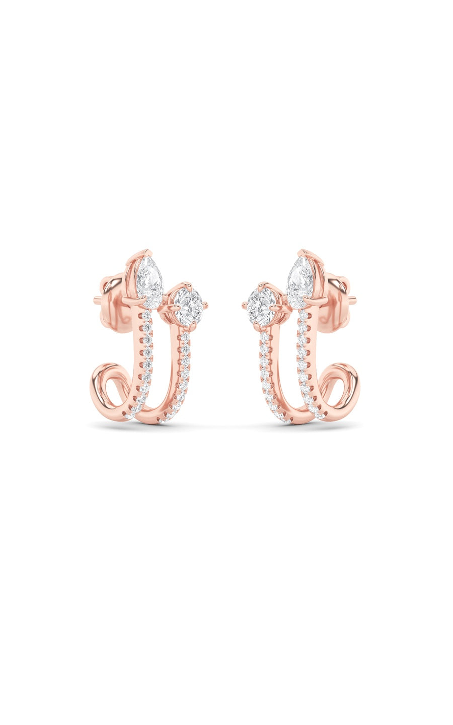 2.5Cttw Round Shaped Lab Grown Diamond (F/VS) Toiet Moi Accented Earrings in 14K Gold