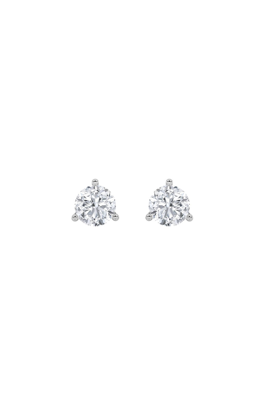 3Cttw Round Shaped Lab Grown Diamond (F/VS) ThreeProng Stud Earrings in 14K Gold