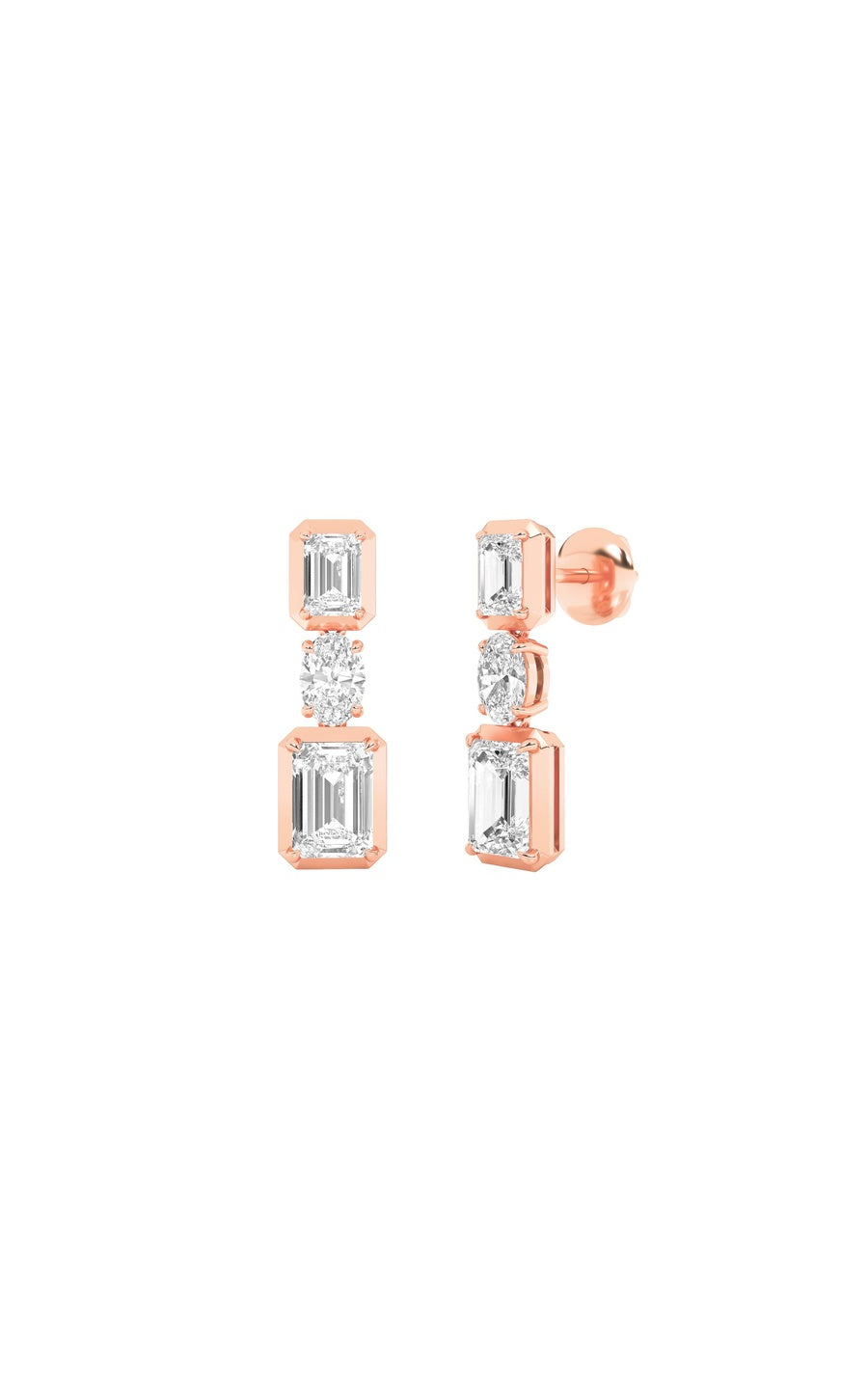 3CTW Radiant Shaped Lab Grown Diamond (F/VS) Dangle Earrings in 14K Gold