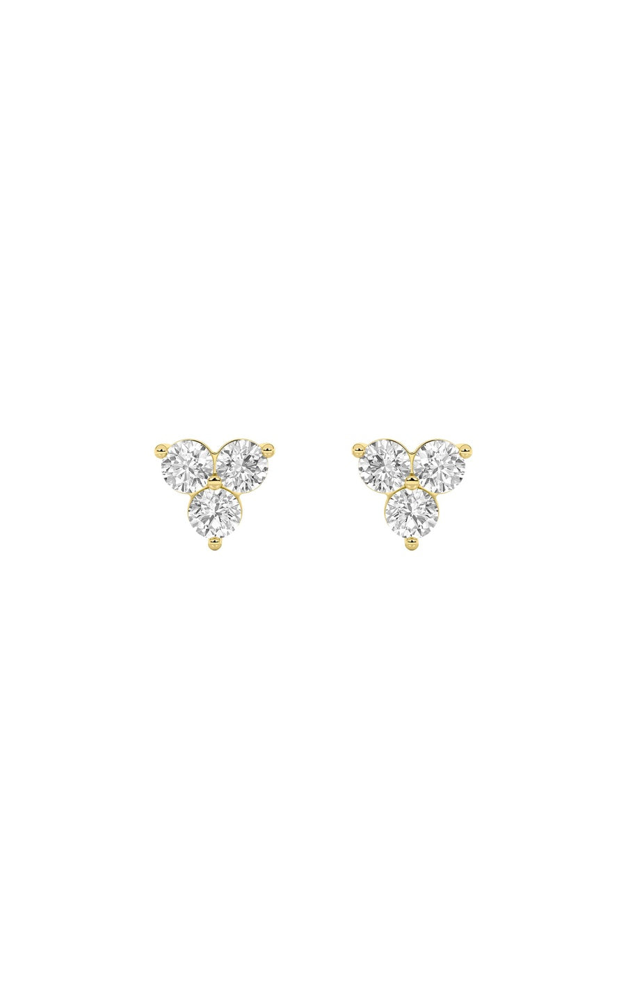 1.5CTW Round Shaped Lab Grown Diamond (F/VS) Three Stone Earrings in 14K Gold