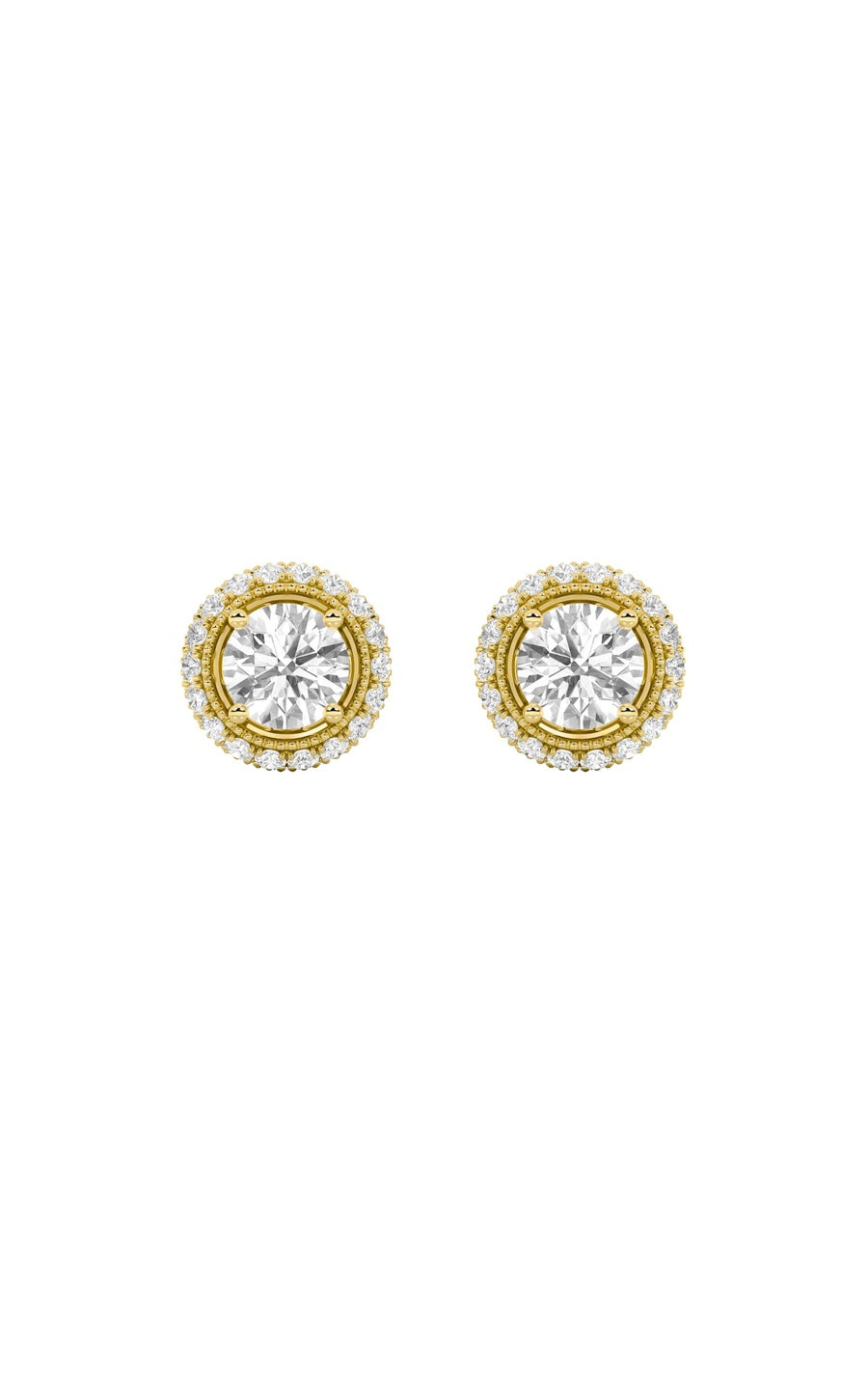2Cttw Round Shaped Lab Grown Diamond (F/VS) Stud Earrings in 14K Gold