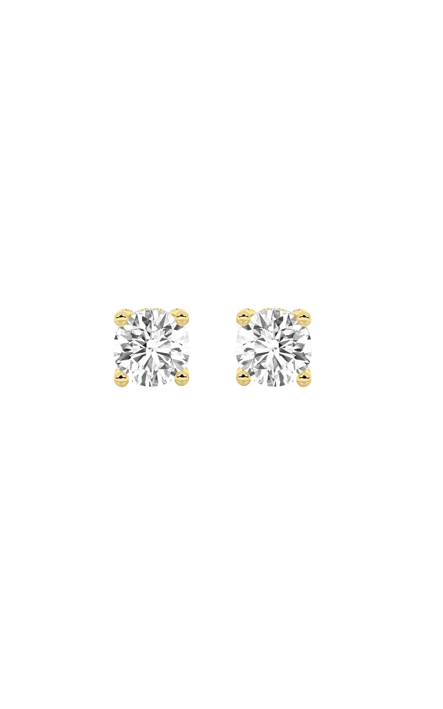 2CTW Round Shaped Lab Grown Diamond (F/VS) Stud Earrings in 14K Gold