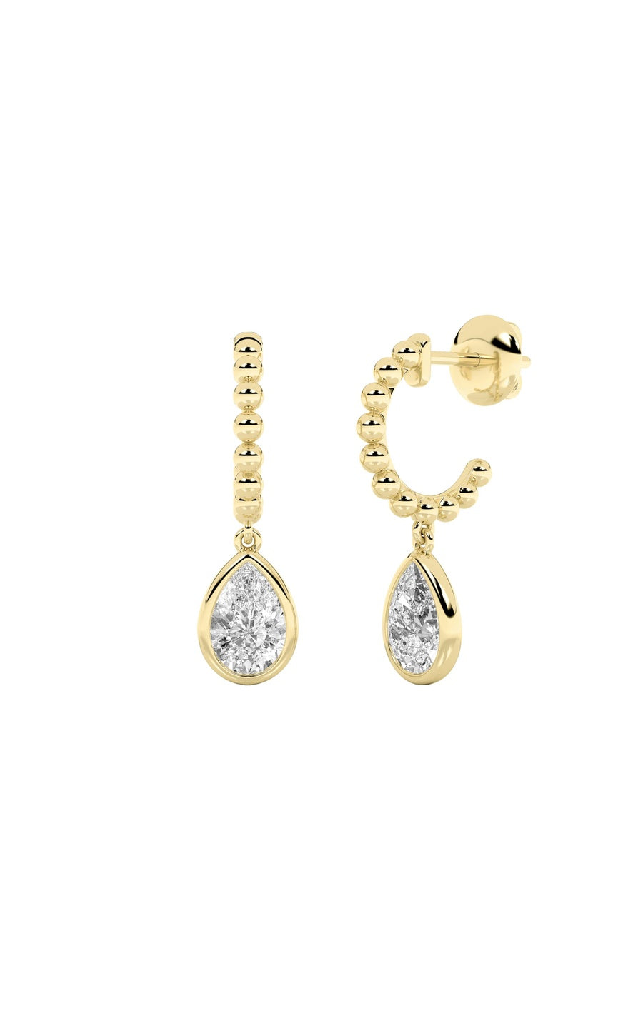 1Cttw Pear Shaped Lab Grown Diamond (F/VS) DangleEarrings in 14K Gold
