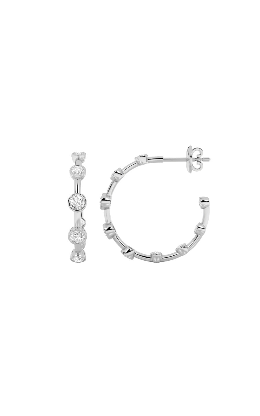 2CTW Round Shaped Lab Grown Diamond (F/VS) Bezel set Bubble Earrings in 14K Gold