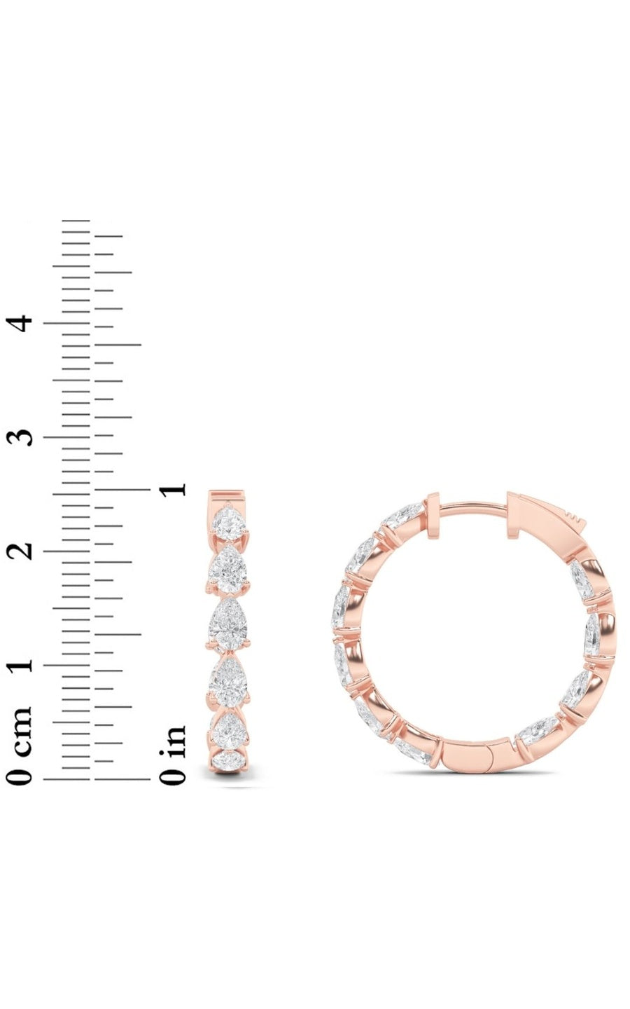 4CTW Pear Shaped Lab Grown Diamond (F/VS) Inside Out Hoop Earrings in 14K Gold