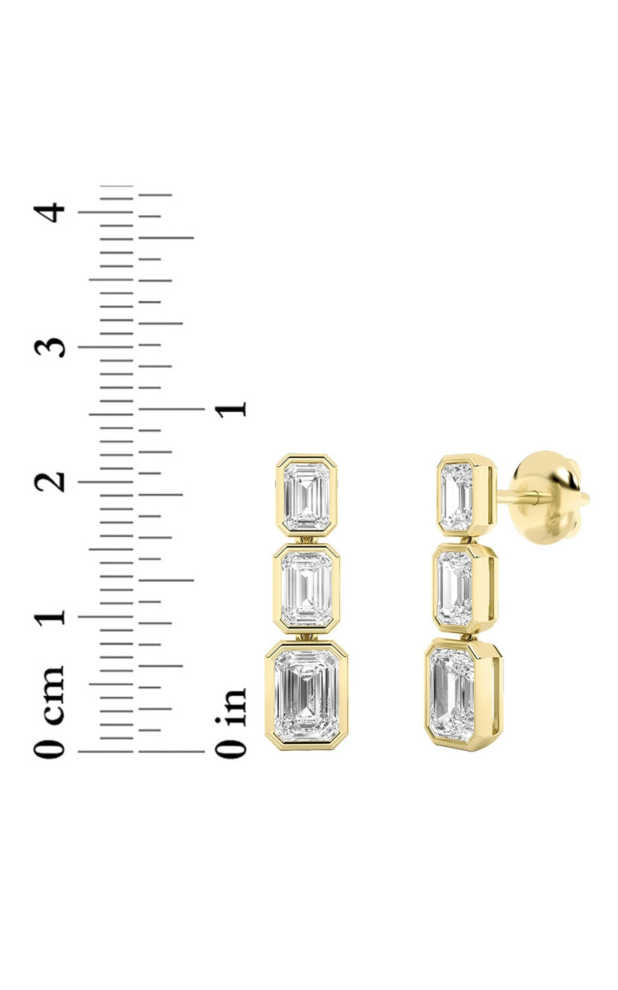 5Cttw Emerald Shaped Lab Grown Diamond Earrings in14K Gold