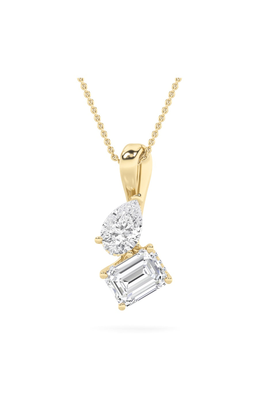 3Cttw Radiant Shaped Lab Grown Diamond (F/VS) TOI Et Moi Fashion Pendant in 14K Gold