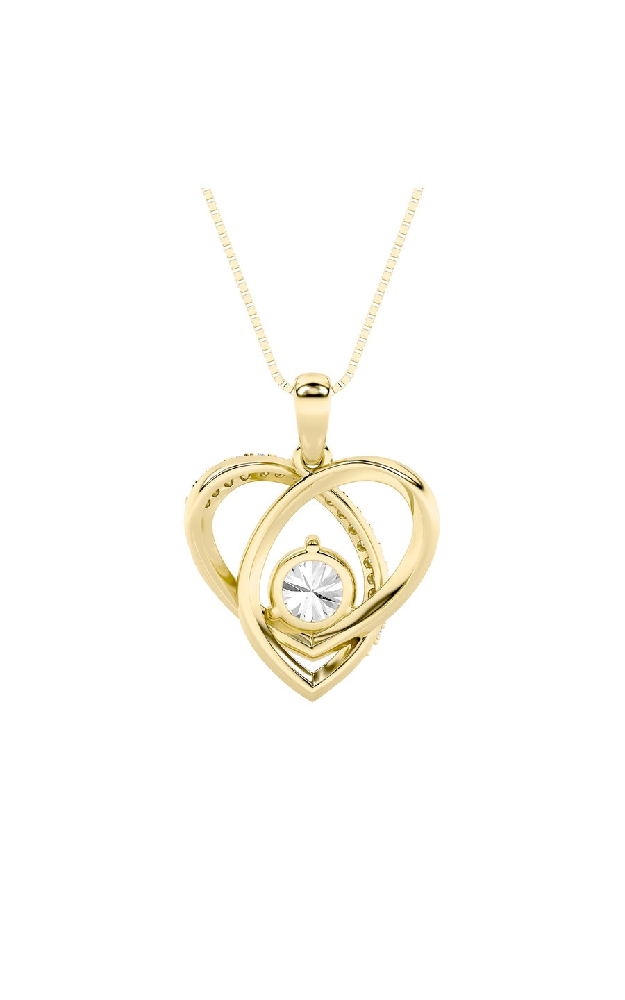 1.5Cttw Round Shaped Lab Grown Diamond (F/VS) Heart Shaped Pendant in 14K Gold
