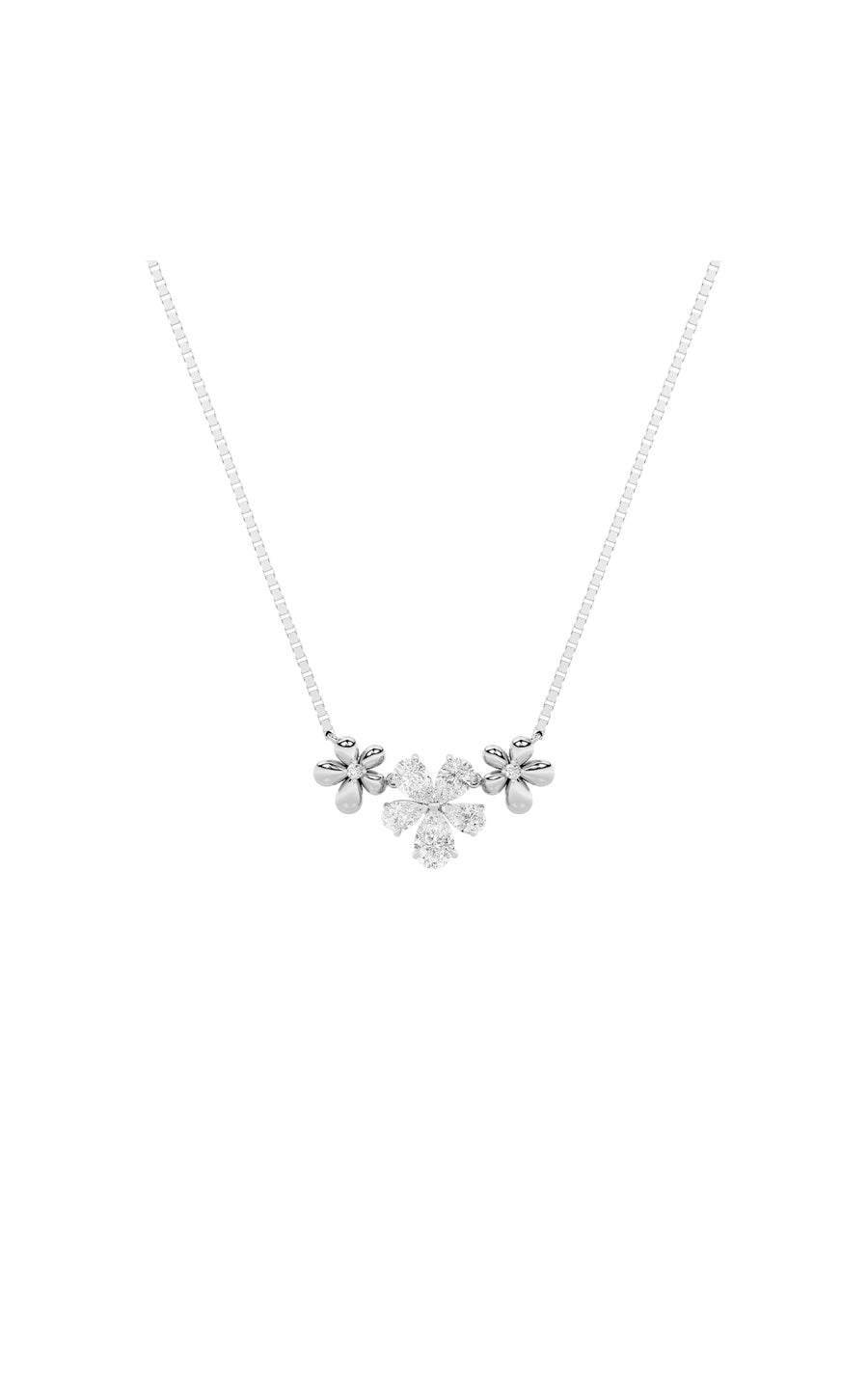 2Cttw Pear Shaped Lab Grown Diamond (F/VS) Fancy Flower Necklace in 14K Gold