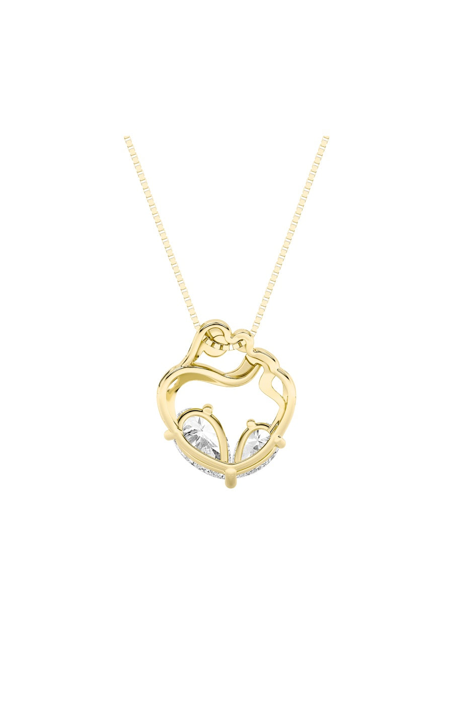 3Cttw Pear Shaped Lab Grown Diamond (F/VS) Mother& Child Heart Shaped Pendant in 14K Gold