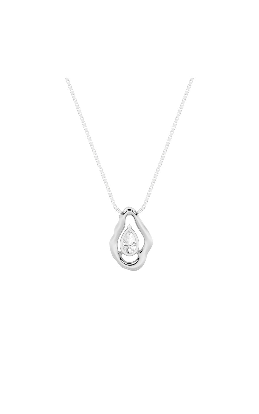 1Cttw Pear Shaped Lab Grown Diamond (F/VS) OrganicDesign Solitaire Pendant in 14K Gold