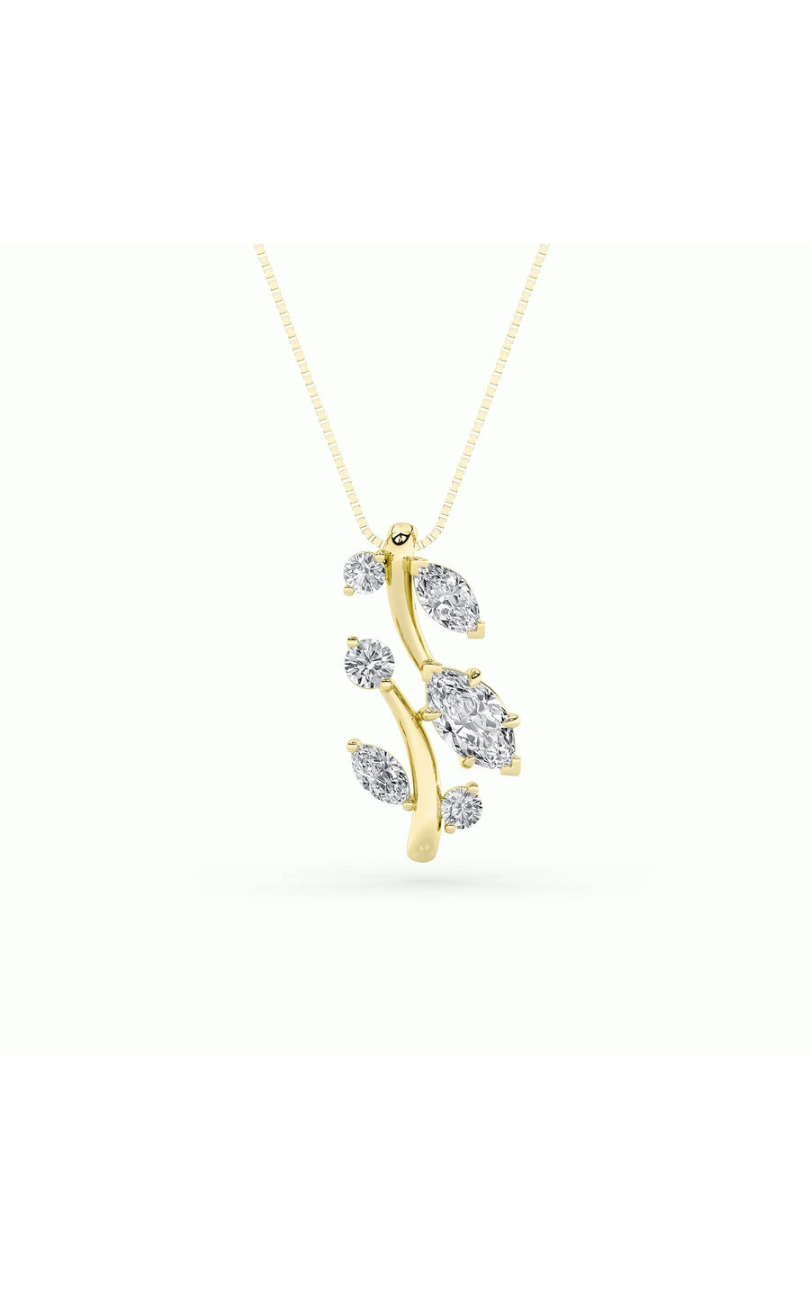 1.5Cttw Marquise Shaped Lab Grown Diamond (F/VS) Leaf Motif Fashion Pendant in 14K Gold