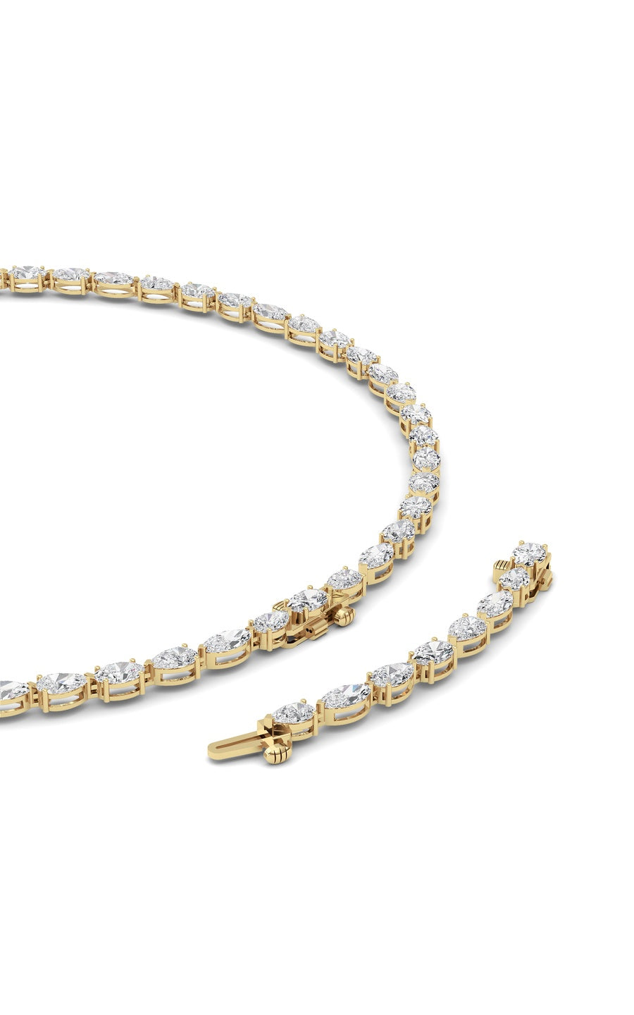 25Cttw Mix Shaped Lab Grown Diamond (F/VS ) TennisNecklace in 14K Gold