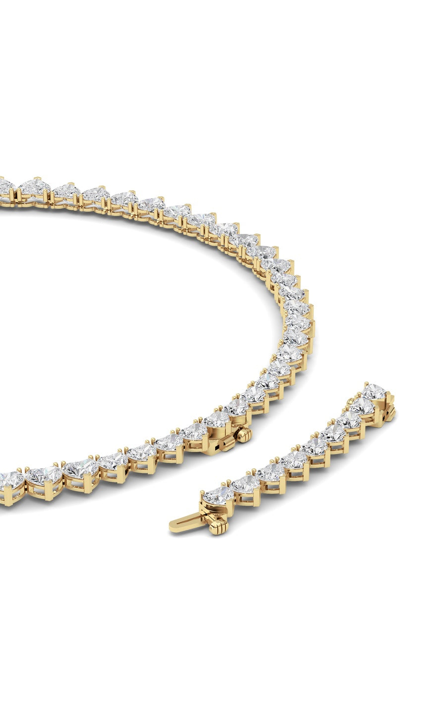 65CTW Heart Shaped Lab Grown Diamond (F/VS ) Tennis Necklace in 14K Gold