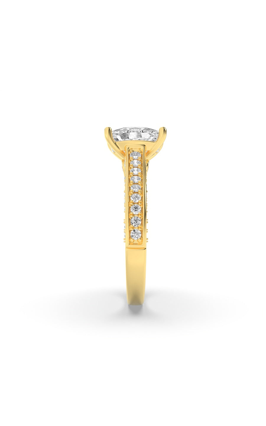 2.5CTW Elongated Cushion Shaped Lab Grown Diamond (G/VS) Accented Engagement Ring in 14K Gold