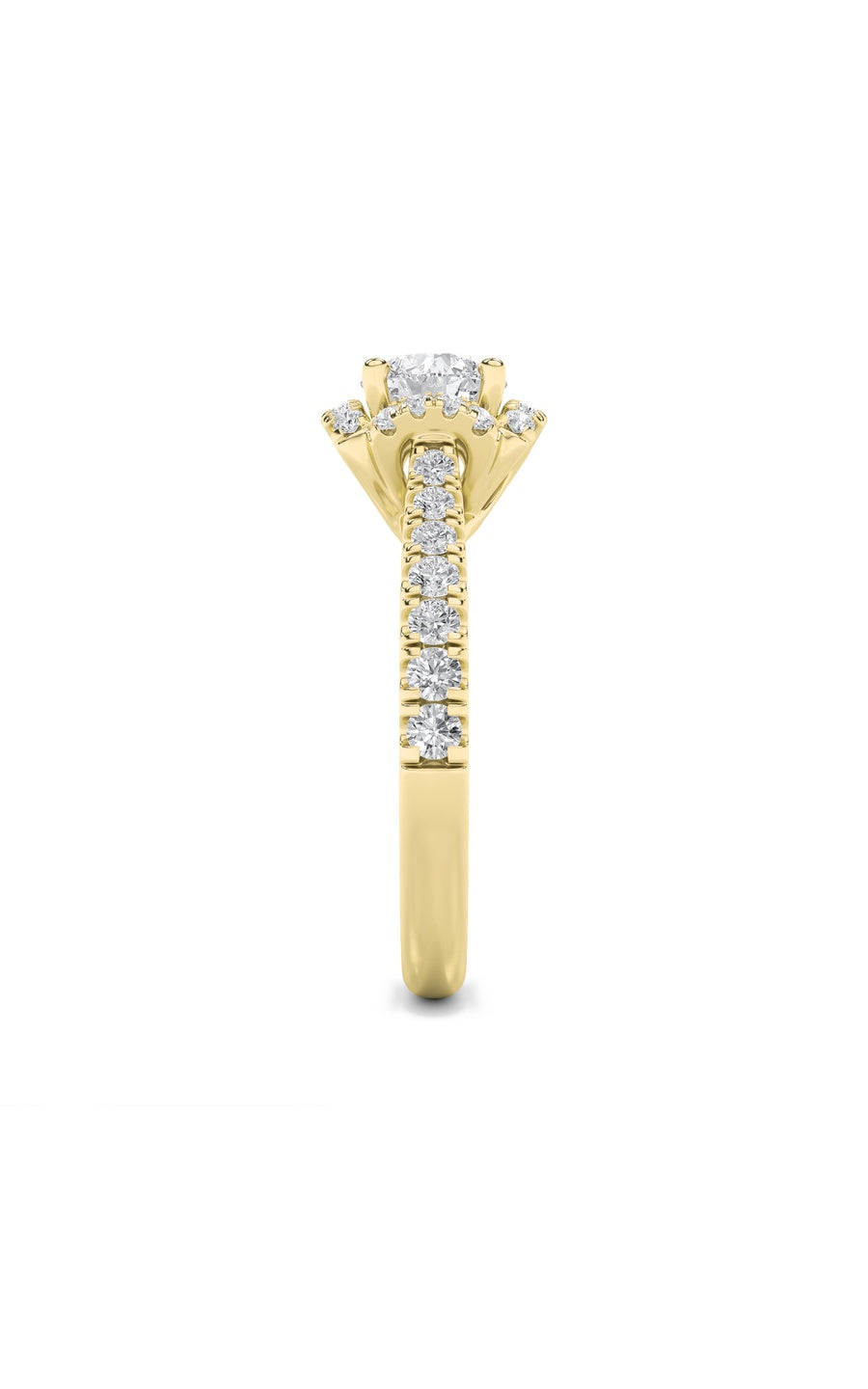 1.5Cttw Round Shaped Lab Grown Diamond (F/VS) HaloAccented Engagement Ring in 14K Gold