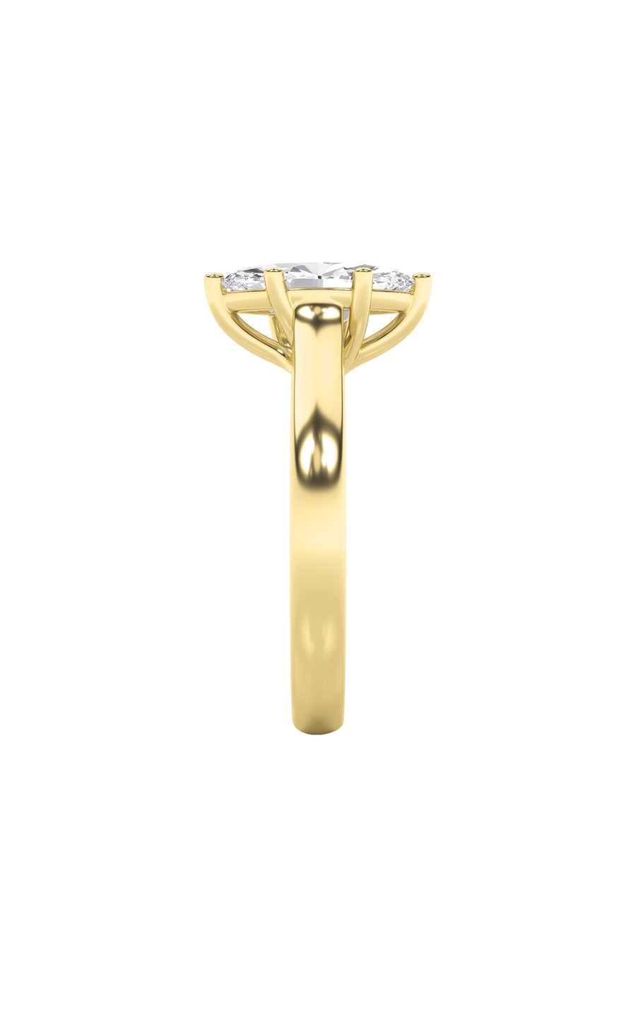2Cttw Marquise Shaped Lab Grown Diamond (F/VS) Plain Cathedral Trellis Shank Solitaire Engagement Ring in 14K Gold