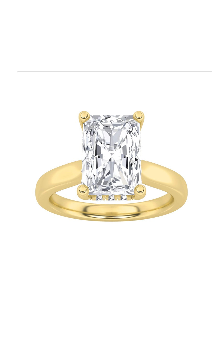 2Cttw Radiant Shaped Lab Grown Diamond (F/VS) Hidden Halo Cathedral Shank Engagement Ring in 14K Gold