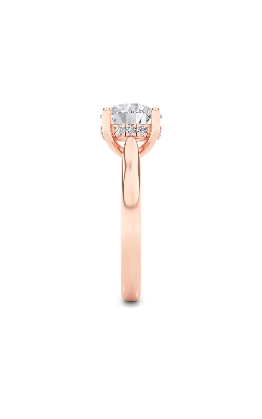 1Cttw Round Shaped Lab Grown Diamond (F/VVS) Hidden Halo Cathedral Shank Engagement Ring in 14K Gold