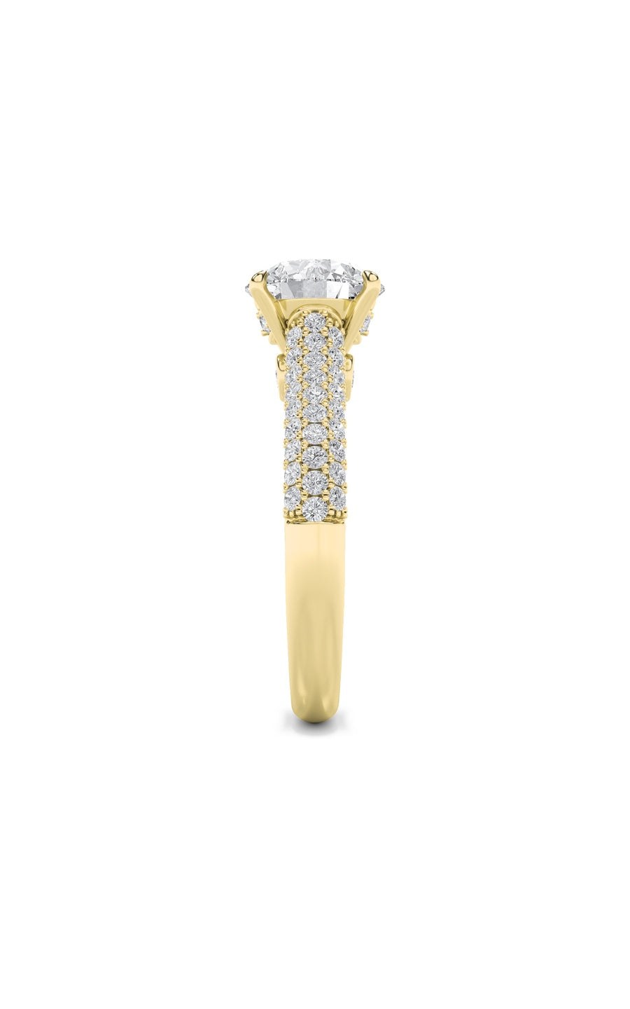 1.5Cttw Round Shaped Lab Grown Diamond (F/VS) Hidden Halo Accented Engagement Ring in 14K Gold