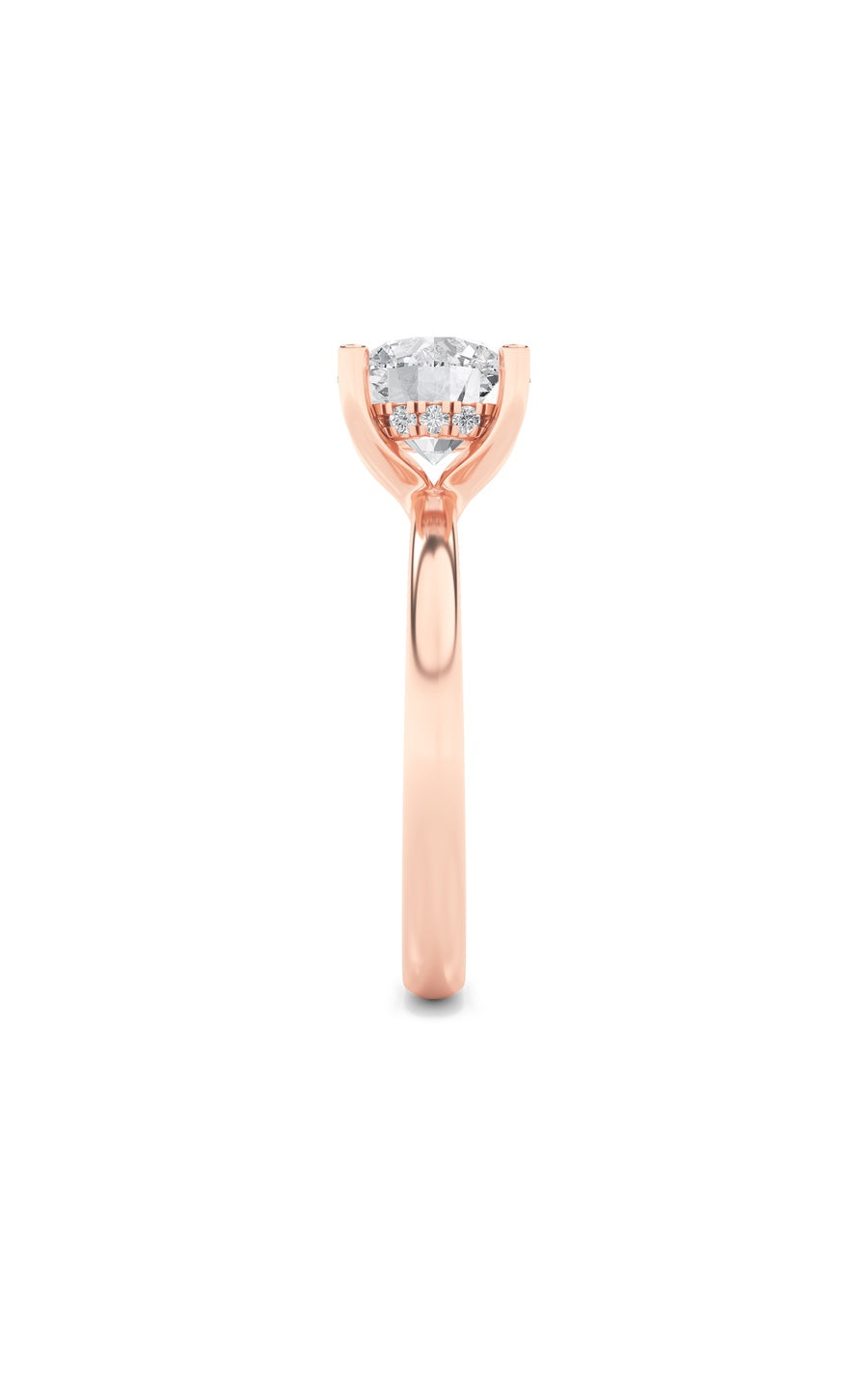 2Cttw Round Shaped Lab Grown Diamond (F/VS) HiddenHalo Petite Shank Ring in 14K Gold