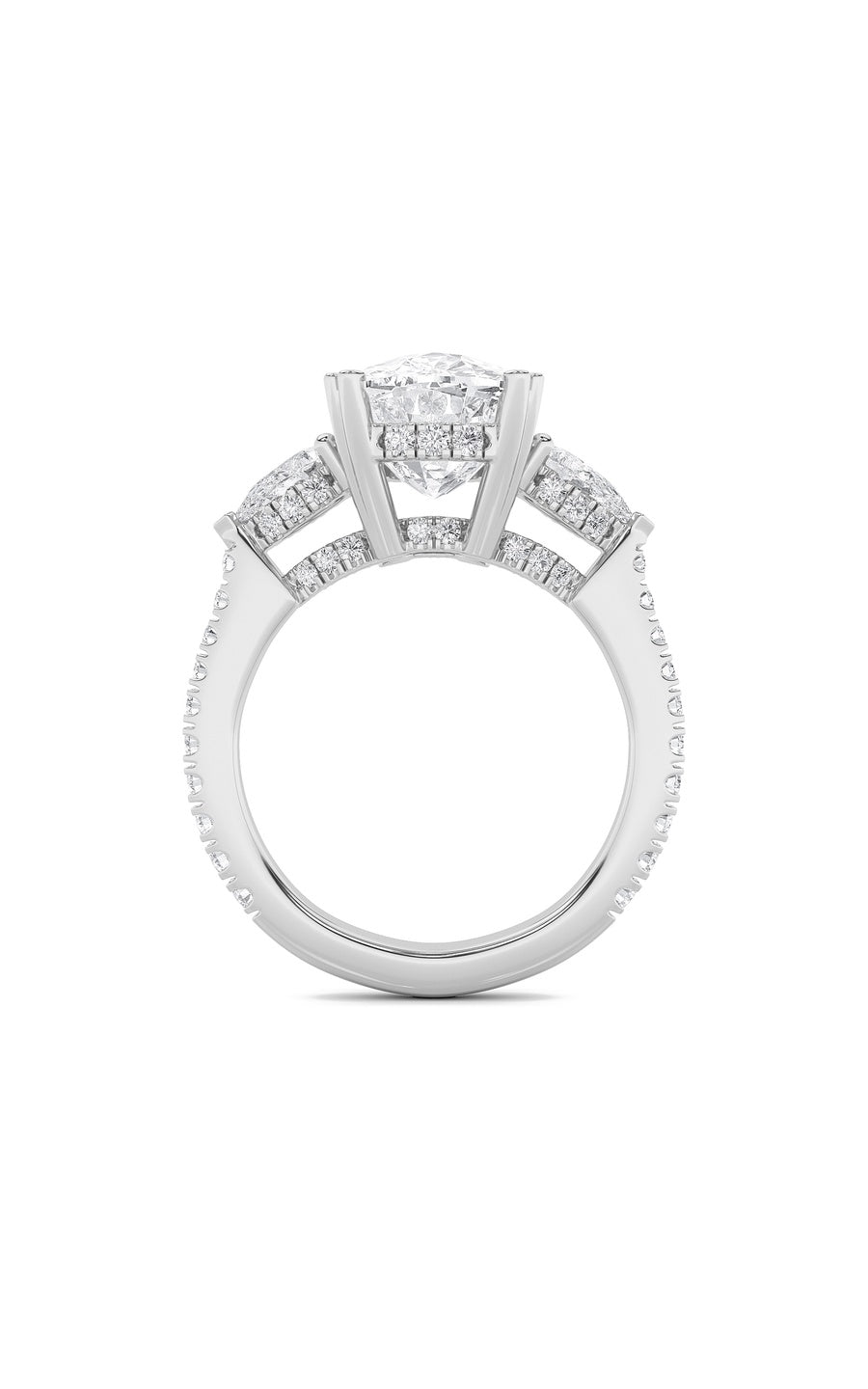 6.5Cttw Elongated Cushion Shaped Lab Grown Diamond (F/VS) Bold Accented Engagement Ring in 14K Gold