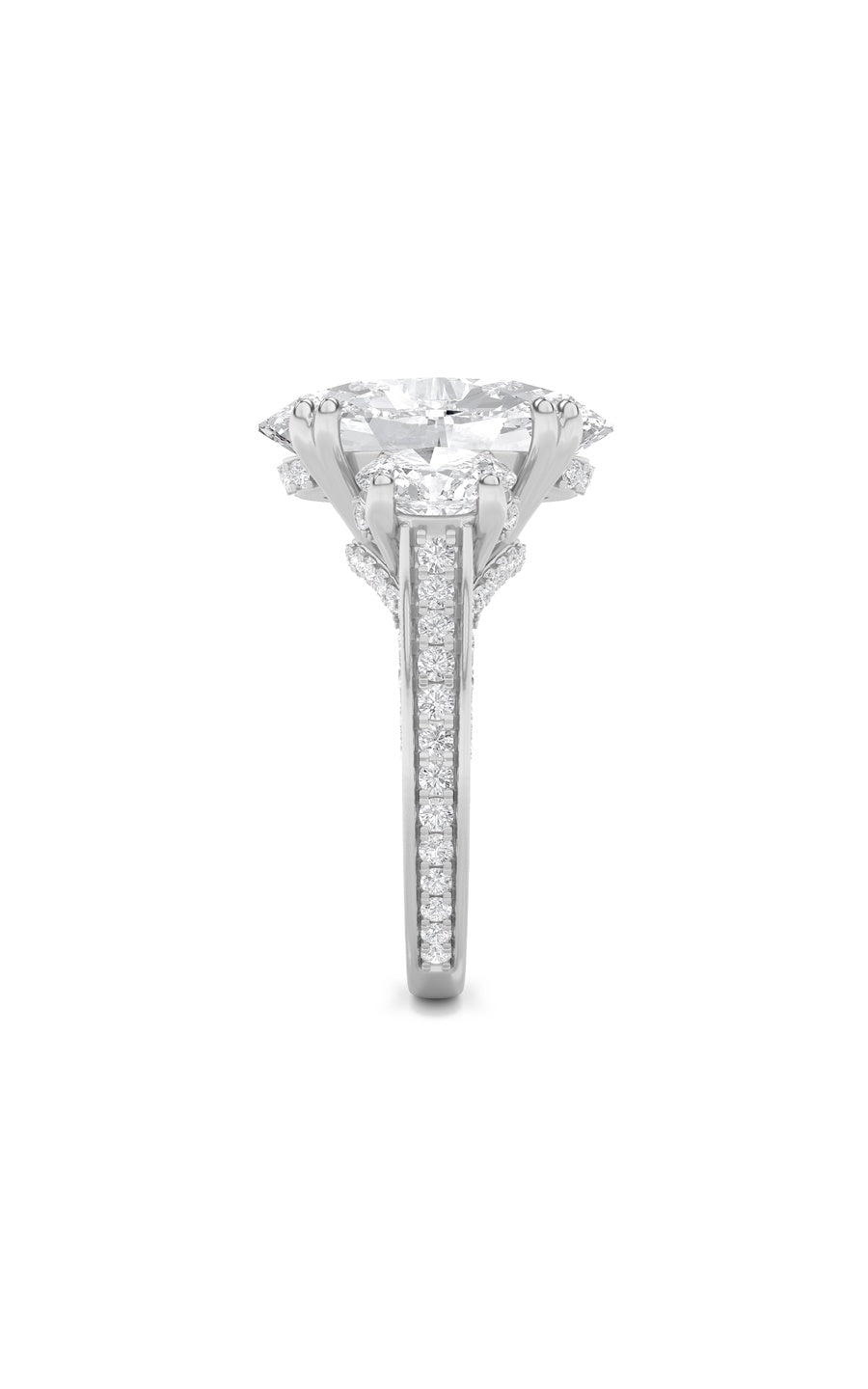 9Cttw Oval Shaped Lab Grown Diamond (F/VS) Bold Statement Accented Ring in 14K Gold