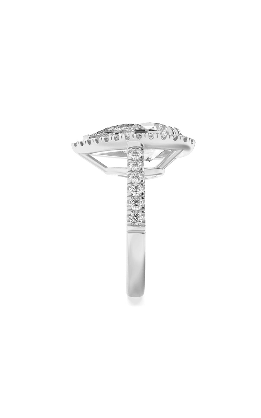 6.25Cttw Pear Shaped Lab Grown Diamond (F/VS) BoldAccented Engagement Ring in 14K Gold