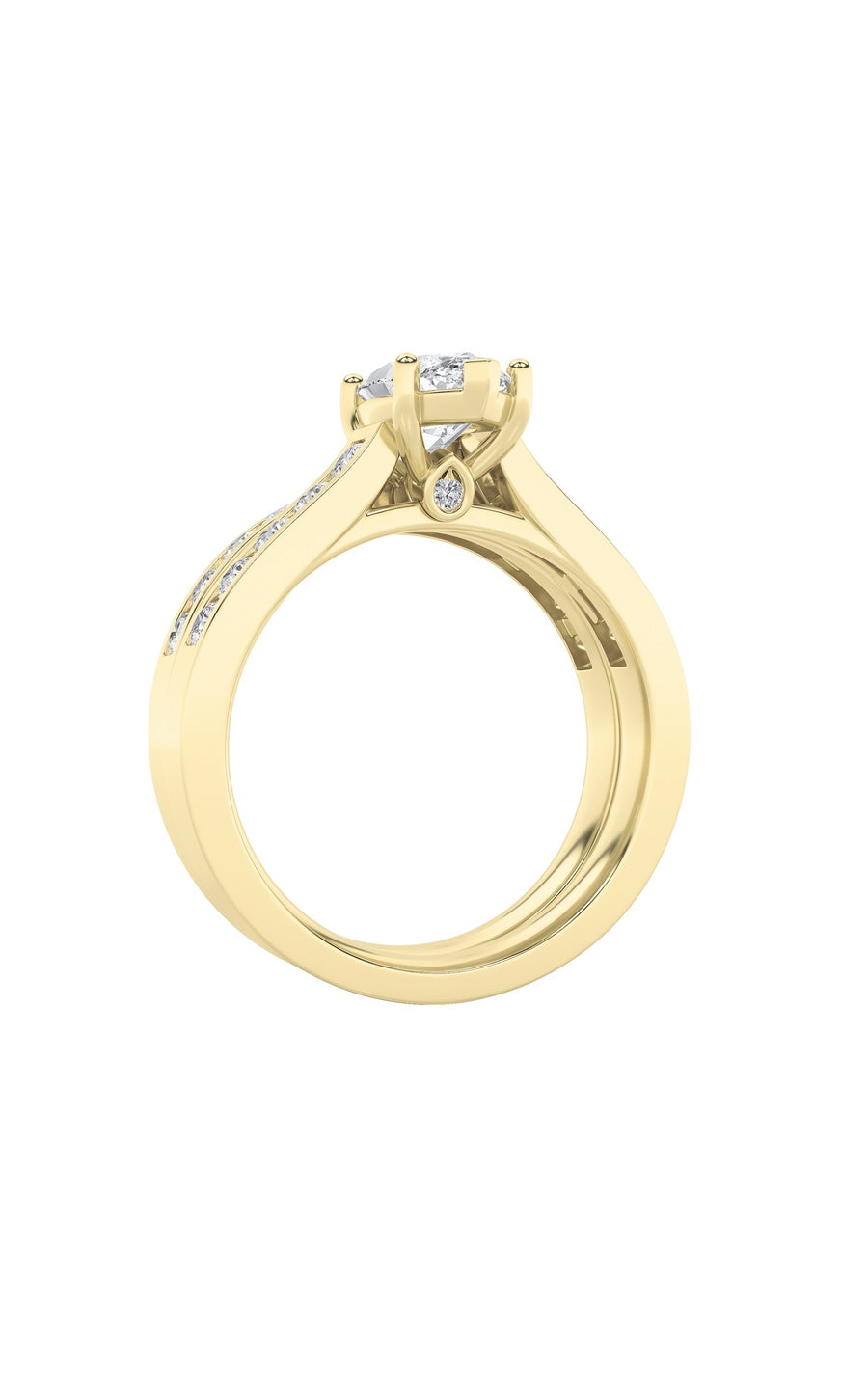 2Cttw Marquise Shaped Lab Grown Diamond (F/VS) Channel Set Bridal Engagement Ring in 14K Gold