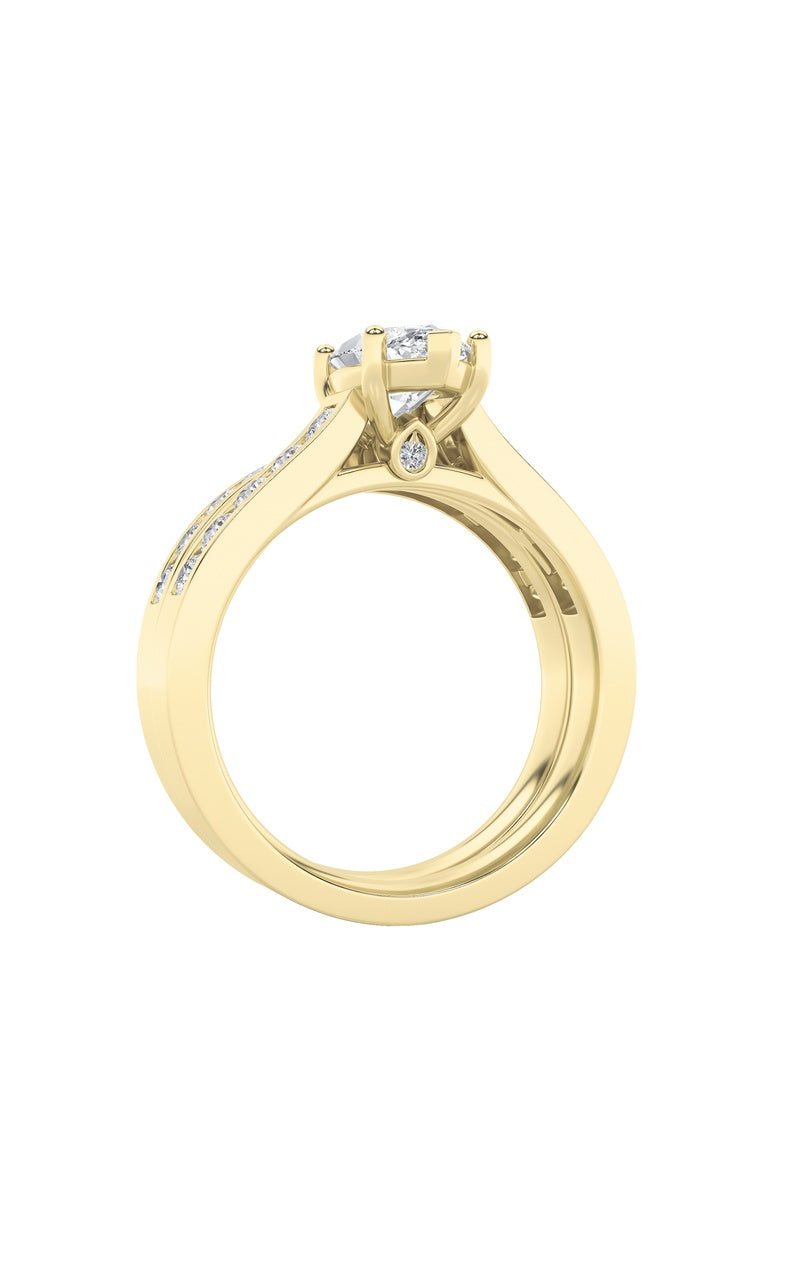 2CTW Marquise Shaped Lab Grown Diamond (F/VS) Channel Set Bridal Engagement Ring in 14K Gold