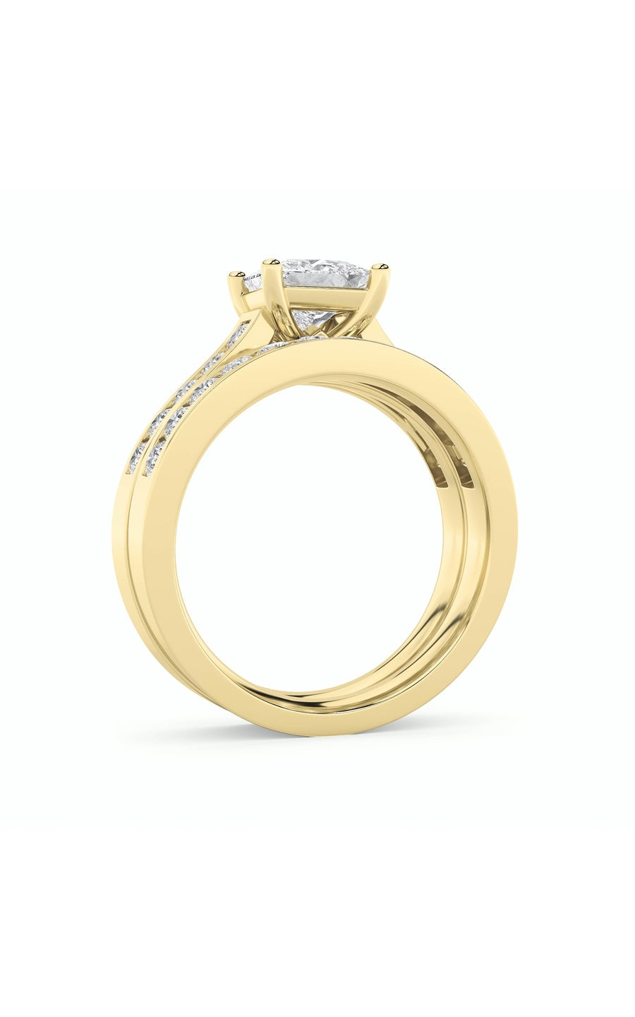 2Cttw Princess Shaped Lab Grown Diamond (F/VS) Channel Set Bridal Engagement Ring in 14K Gold