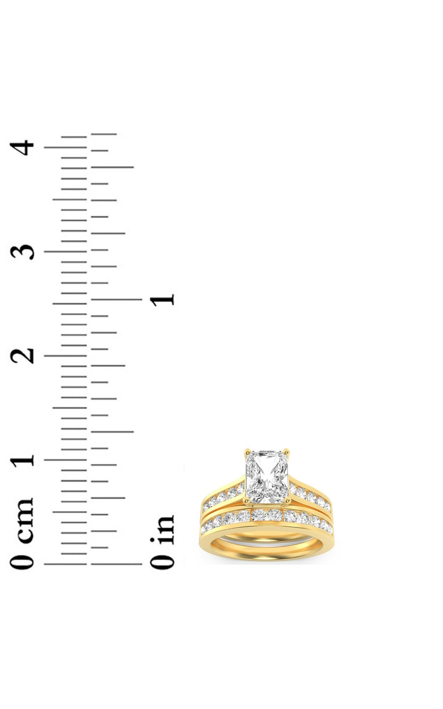 2Cttw Radiant Shaped Lab Grown Diamond (G/VS) Channel Set Bridal Engagement Ring in 10K Gold
