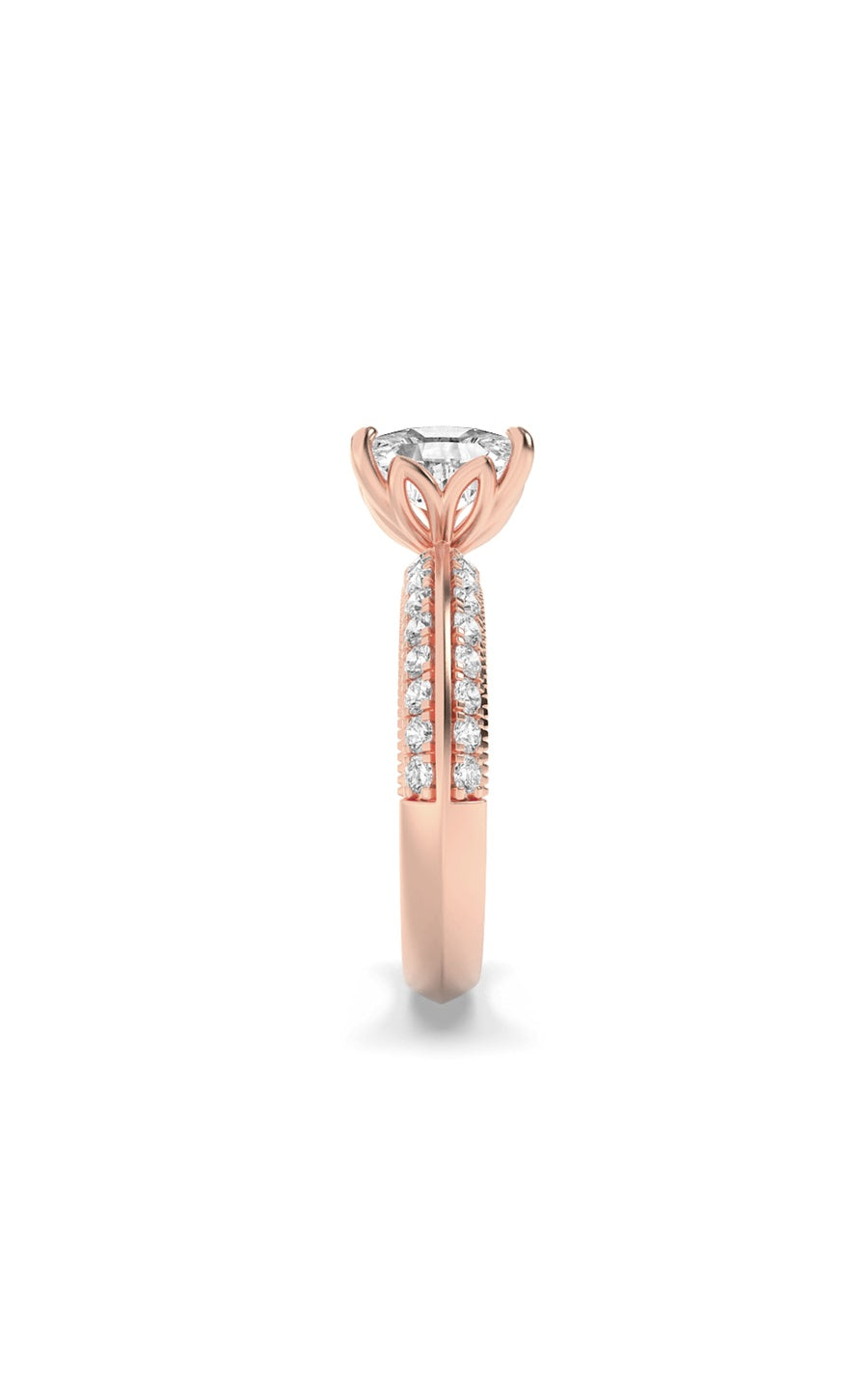 1.75Cttw Elongated Cushion Shaped Lab Grown Diamond (F/VS) Three Row Micro Pave Engagement Ring in 14K Gold