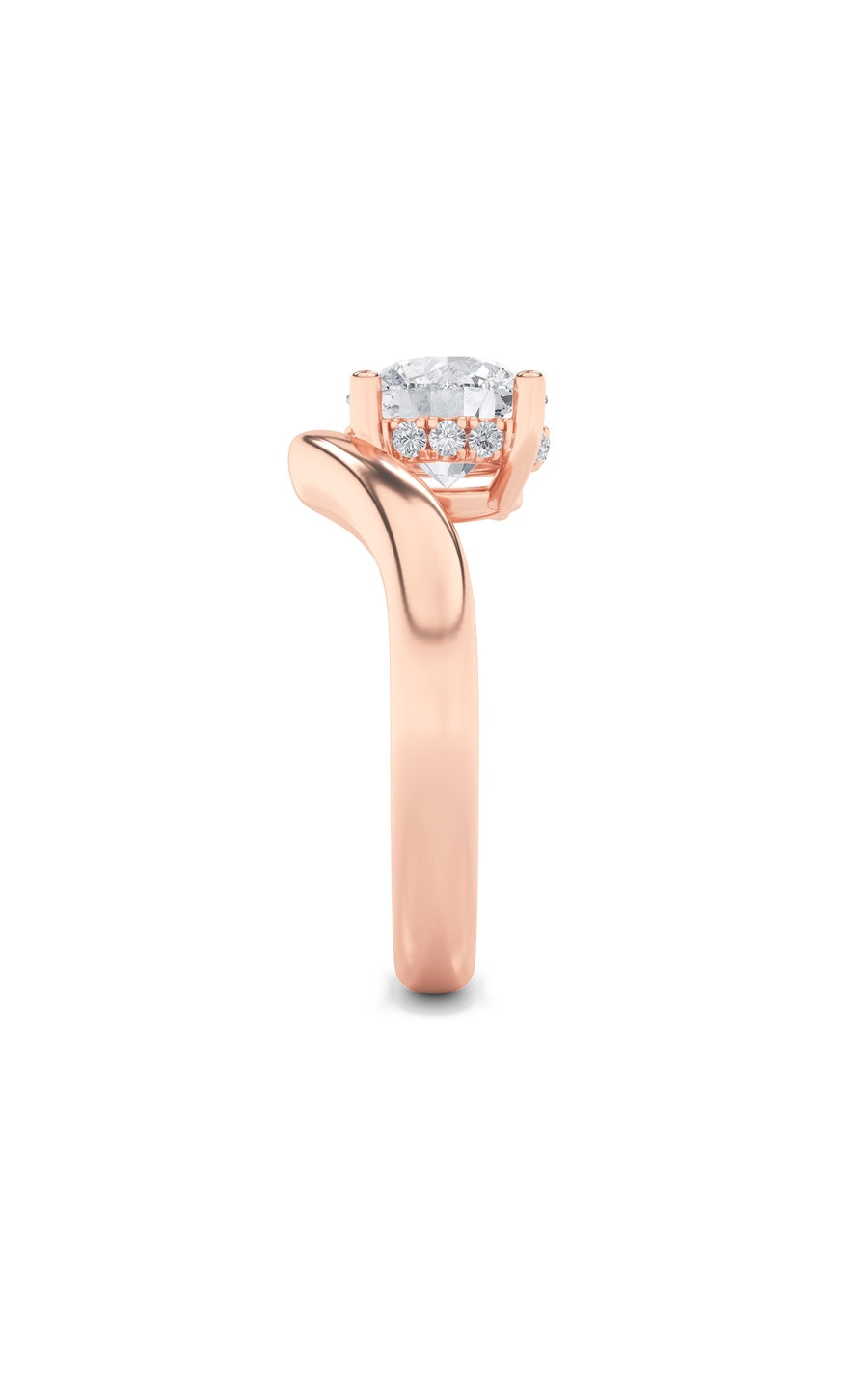 2Cttw Round Shaped Lab Grown Diamond (F/VS) Accented Solitaire Fancy Engagement Ring in 14K Gold