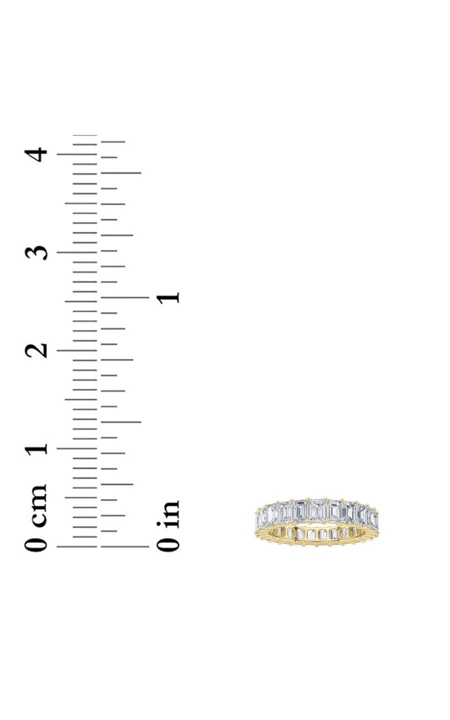 4.5Cttw Emerald Shaped Lab Grown Diamond Split Prong Eternity Ring in 14K Gold (F/VS)