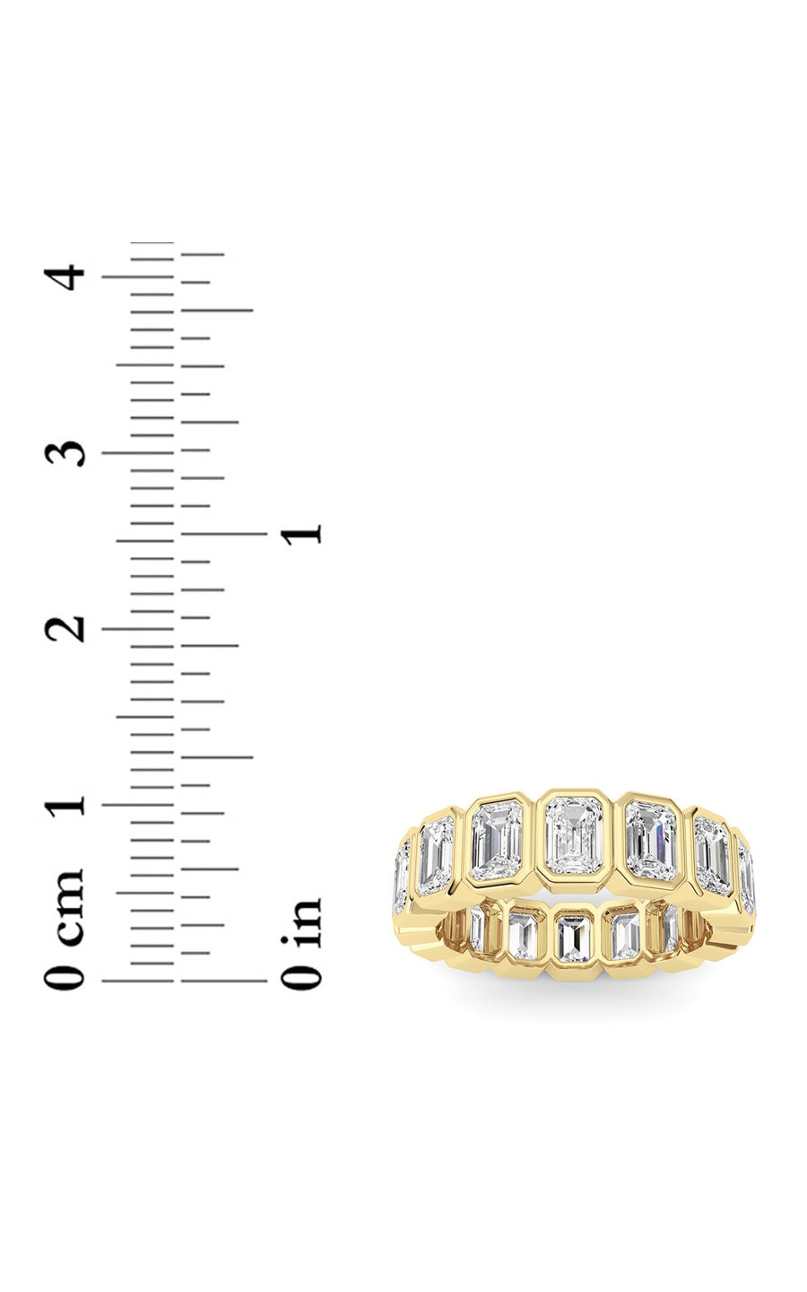 3.2Cttw Emerald Shaped Lab Grown Diamond (F/VS) Eternity Band Ring in 14K Gold